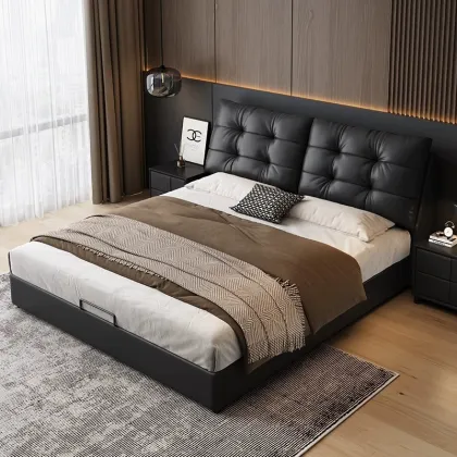 Smart Bed Table - Modern Design Multi-Functional King Size Bed Frame for Smart Bedrooms