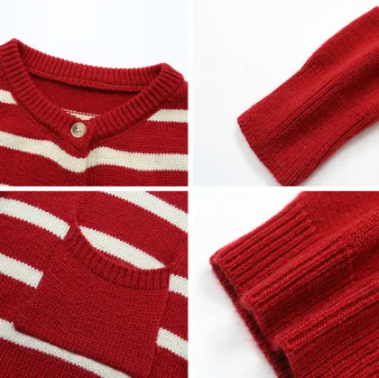 New stripe knit women cardigan street sweater
