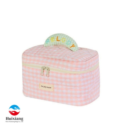 Nuevo Neceser de maquillaje acolchado a cuadros