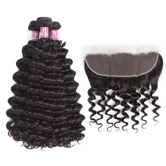 High Quality 13x4 Virgin Brazilian Hair Curly  Frontal