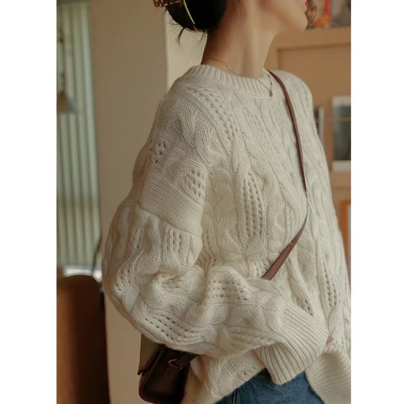 Heavy pullover thick pure cashmere sweater