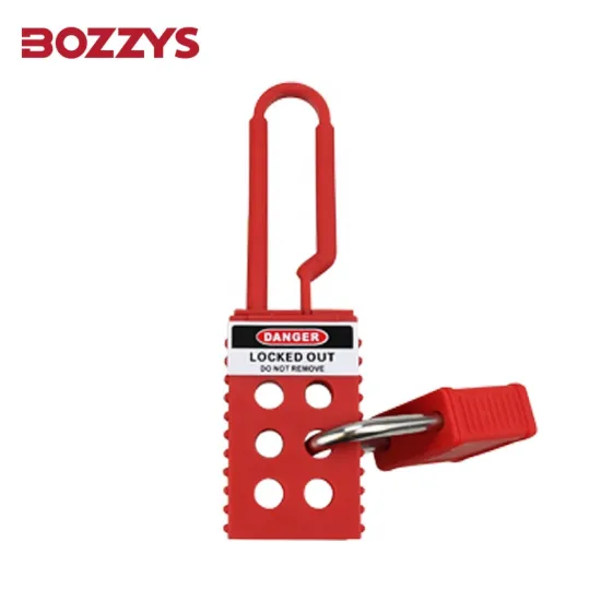 Red Industrial Nylon Non-Conductive Insulation LOTO Hasp with 6 Padlocks