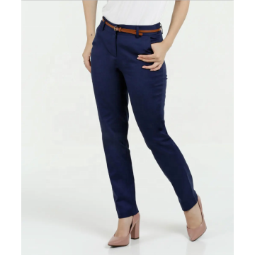 Hot selling ladies slim blue navy color trousers