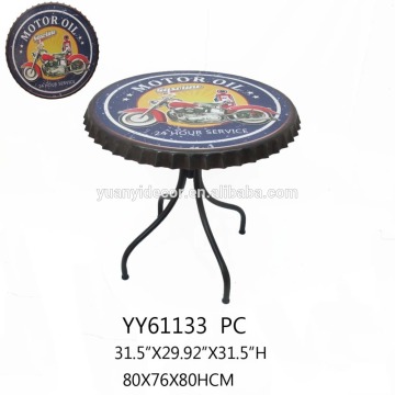 antique factory metal beer cap tap bar table