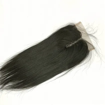 LAN DAISY for Black Women  4*4 T Part half hand made Closure Indian Human Hair Silky Straight Wave Hair  Toupee