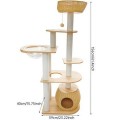 Multi-functional Pine Wood & Rattan Cat Scratching Board with Bed Durable Indoor Cat Furniture Easy Assembly