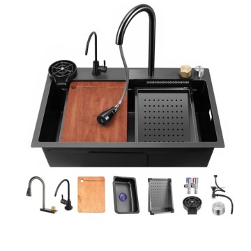 Handmade Modern Kitchen Faucet SUS304 Waterfall Sink for Wash Basin