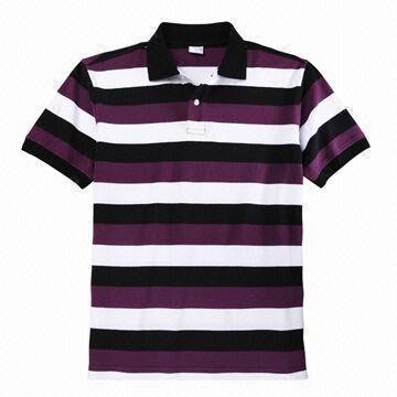Short sleeve striped men's polo shirts, made of 100% cotton