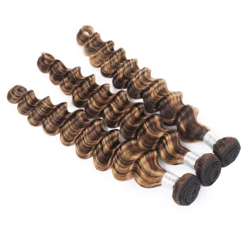 Wholesale Price P4-27 Piano Color Raw Virgin Brazilian Hair Bundles Loose Deep Human Hair Extensions