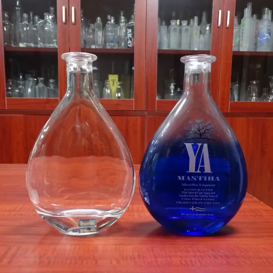 Water drop shape 75cl clear decorative premium glass bottle liquor