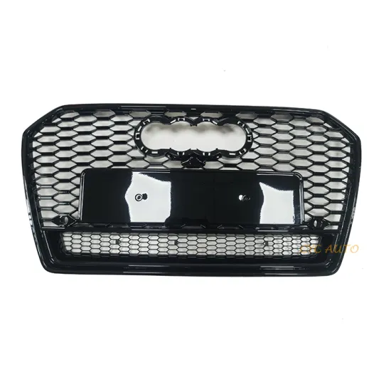 Gloss Black ABS Mesh Front Bumper Grille RS6 Design with Frame for Audi A6 C7/C7.5/S6 (2016-2018)