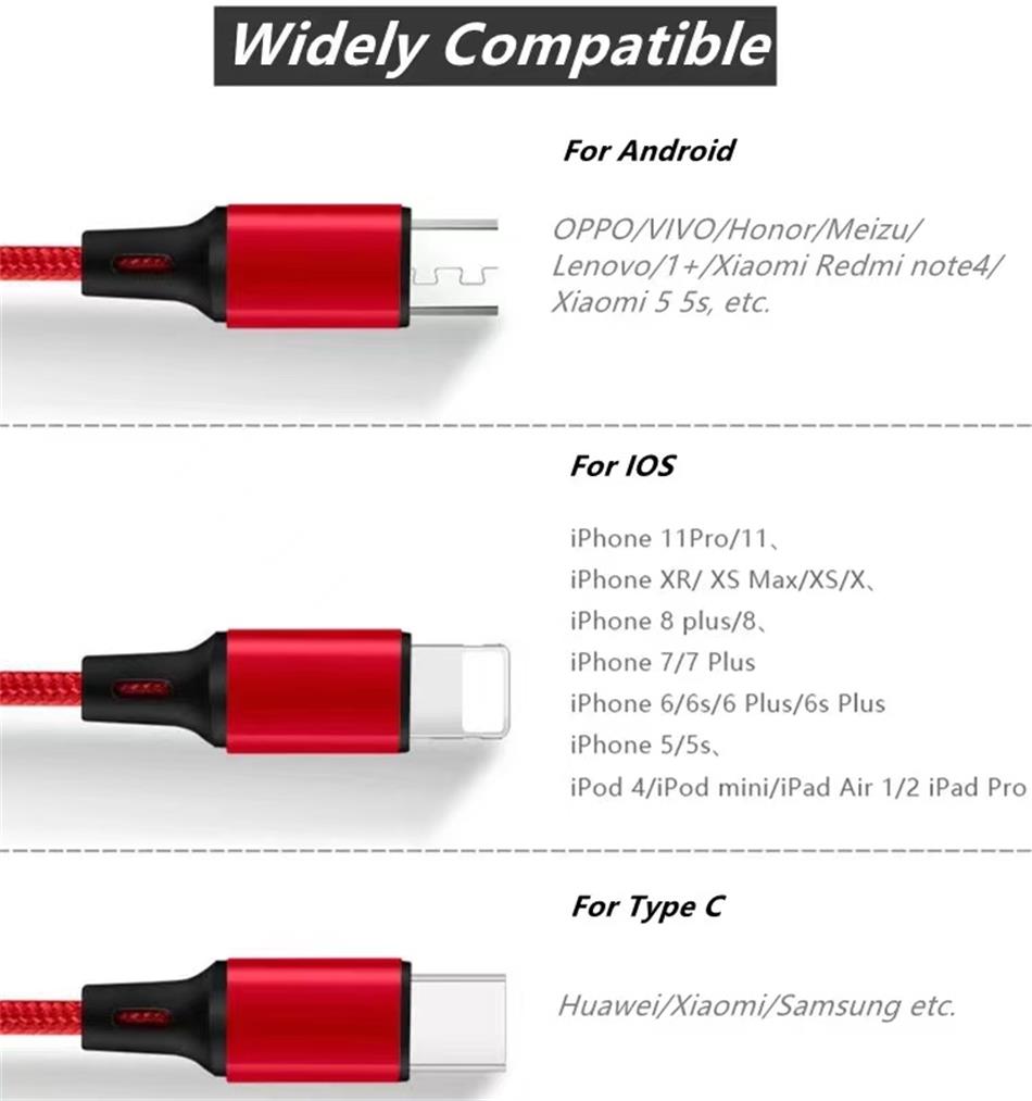 3 in 1 mobile charging cable 