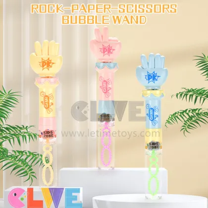 Blue rock paper scissors bubble wand