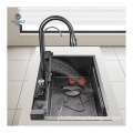 Stylish Stainless Steel Smart Kitchen Sink with Multifunctional Piano Key Design - Single Bowl
