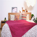 Custom Purple Embossed Indoor Bed Blanket With Trim