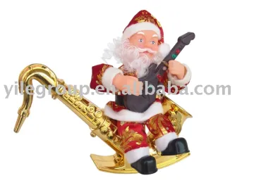 Santa Claus Sit saxophone plays guitar