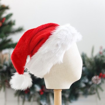 Plush Christmas hat with pom pom Santa hat