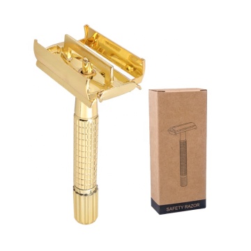 Gold Color Butterfly Opening Razor with Twin Blade Twist to Open Double Edge Blade Razor: Stylish Men's Shaving Tool