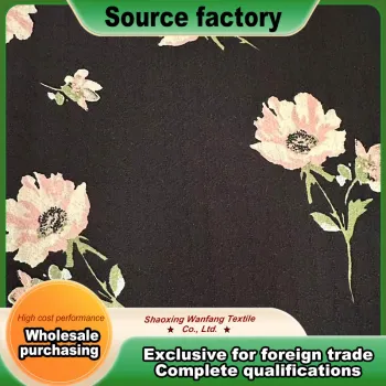Black Base Pink Flower Rayon Mini Jacquard