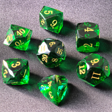 Crystal Multifaceted Polyhedral Dice Set 7 PCS for DND, RPG Tabletop Gaming, Collectors | Tinbox Packing, Gemstone Effect Dice