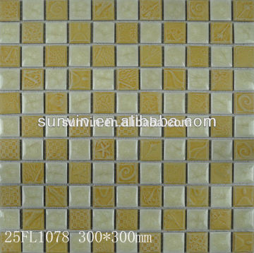 Yellow ceramic mosaic tiles for home decoration