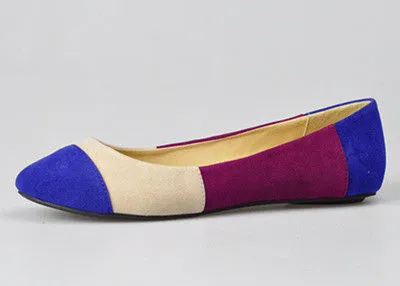 Round Toe Womens Ballerina Flats Comfortable With Color Patchwork Upper