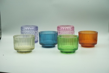 Raibow color ribbed candle jar