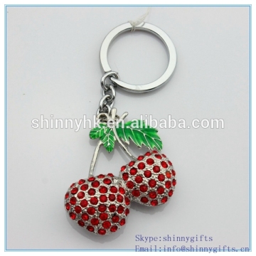 Shinny Gifts cute strawberry shape promotional crystal led key chains for ladies SI-SCK20140022