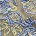 Sky Blue Handwork Beaded Embroidery Lace