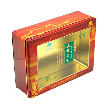 Gold Varnish Inside Tin Packing with Transparent PVC Film on Lid, FDA/LFGB/EN71 Mark