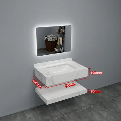 Factory Sales Bathroom Vanity with Rock Slab Stone Washbasin