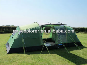 big tunnel camping tent waterproof / 8-10 person extra large camping tent