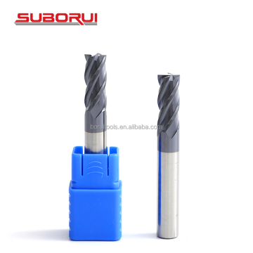 SUBORUI Hrc45 Solid Tungsten CNC 4 Flute Carbide Milling Cutter for Stainless Steel Metal
