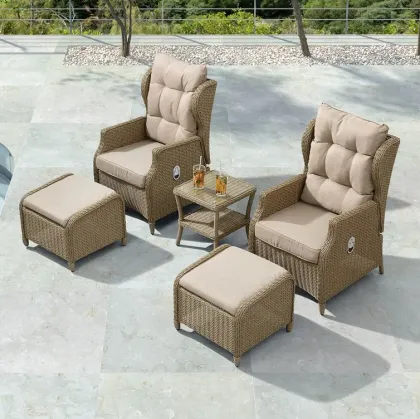 Outdoor Balcony Furniture Set: Rattan Sofa, Chair and Table