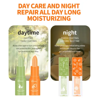 Avocado Orange Moisturizing Lip Care Set - Temperature Changing Lip Balm & Lip Oil