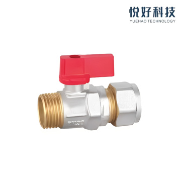 Valvola a sfera compatta in ottone con maniglia cromata resistente