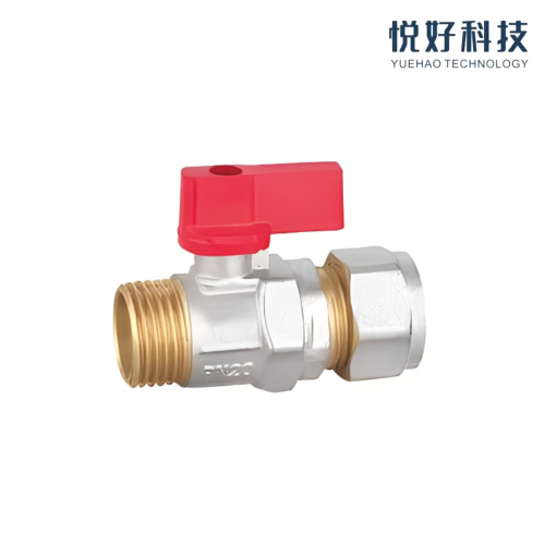 Valvola a sfera compatta in ottone con maniglia cromata resistente