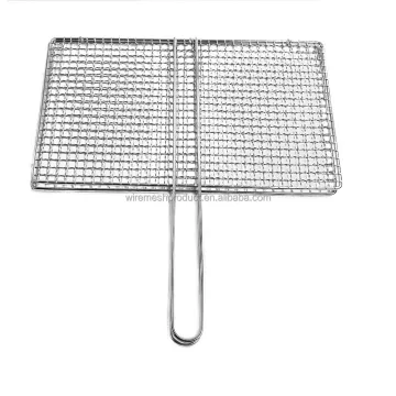Stainless Steel Double Wire Mesh Grill Basket for Fish, Meat, and Kabobs BBQ