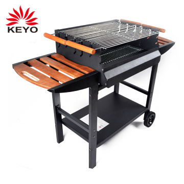 Adjustable Cooking Grid Height Barbeque Rectangle BBQ Grill Forest Square Charcoal Bbq Grills With Wooden Table