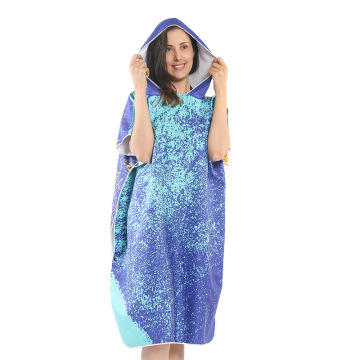 100% Microfiber Beach Towel Poncho com Botts