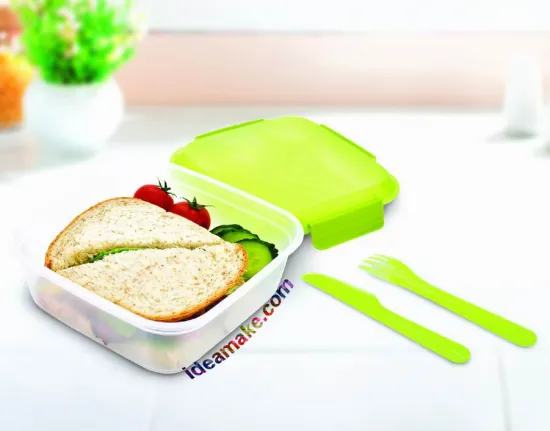 BPA free quality plastic 7pc Lunch Box with removable ice pack keeps food fresh and cool