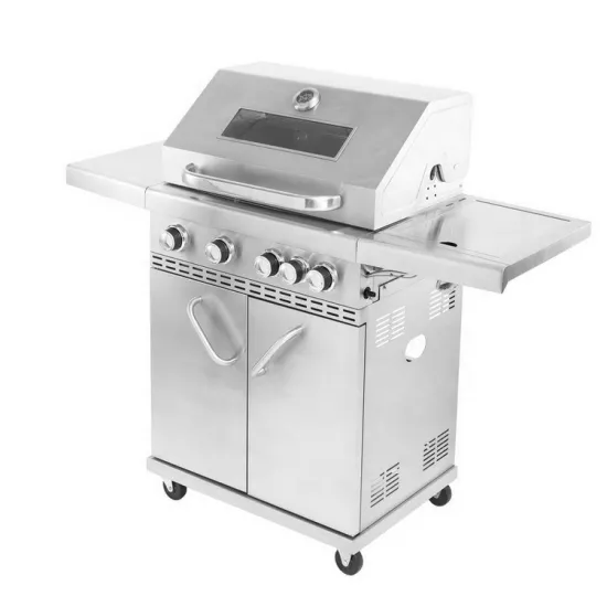 Best-Selling Stainless steel bbq grill smokeless 4 burners with side burner kitchen gas  bbq grill party barbecue machine