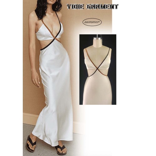 Women's Sexy Deep V Backless Elegant Evening Dress