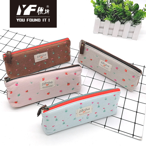 Pencil Case Luxury Small flower style embroidery cotton pencil case Factory