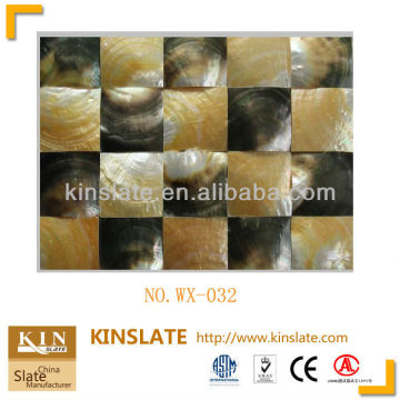 natural modern black and yellow shell mosaic tile on TV