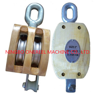 Triple Wheel Wooden Pulley Block