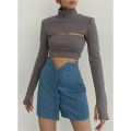 Women`s Turtleneck Tunic Crop Pullovers top