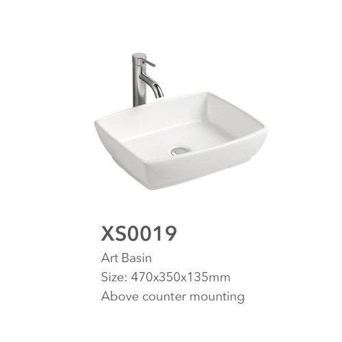 White color bothroom ceramic basin with mixer tap