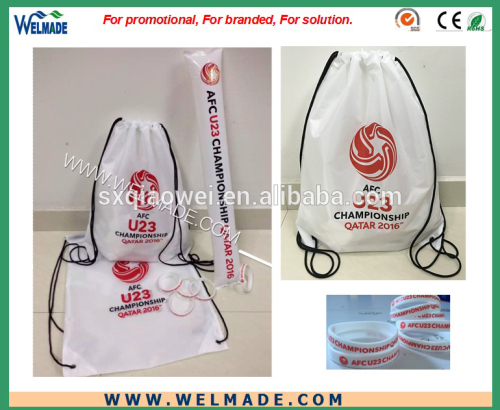 Qatar sport string bag/Qatar flag inflatable sticks/ Qatar national day bag