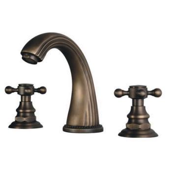 Antique Brass Two Handle Centerset Bathroom Vessel Sink Faucet